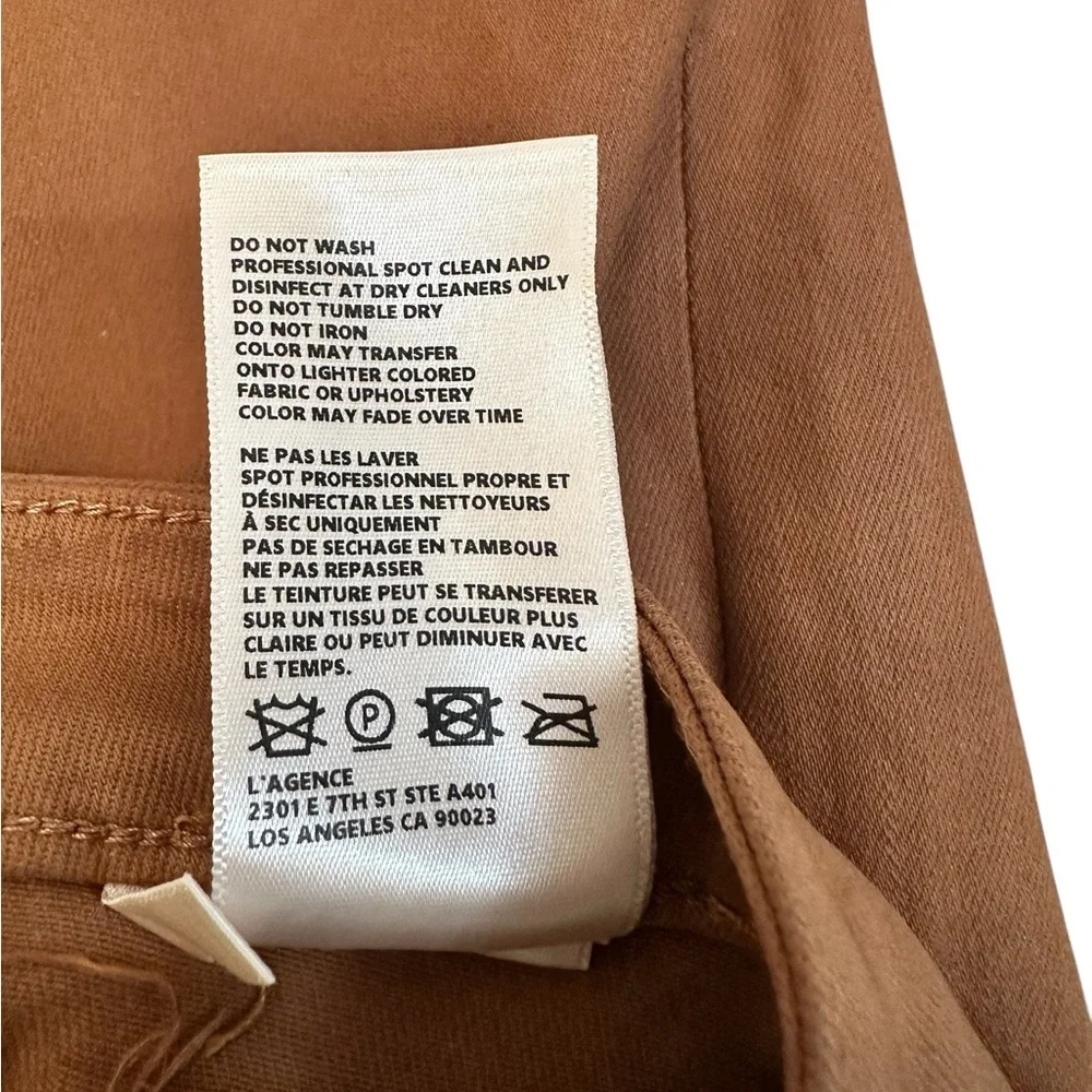 L’AGENCE Jeans Kendra Coated Cropped Flare Java Tan Denim Women Size 25 NWOT NEW - Picture 11 of 12